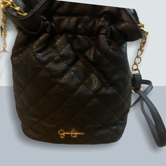 Black Quilted Jessica Simpson Mini Bucket Bag - Picture 6 of 6